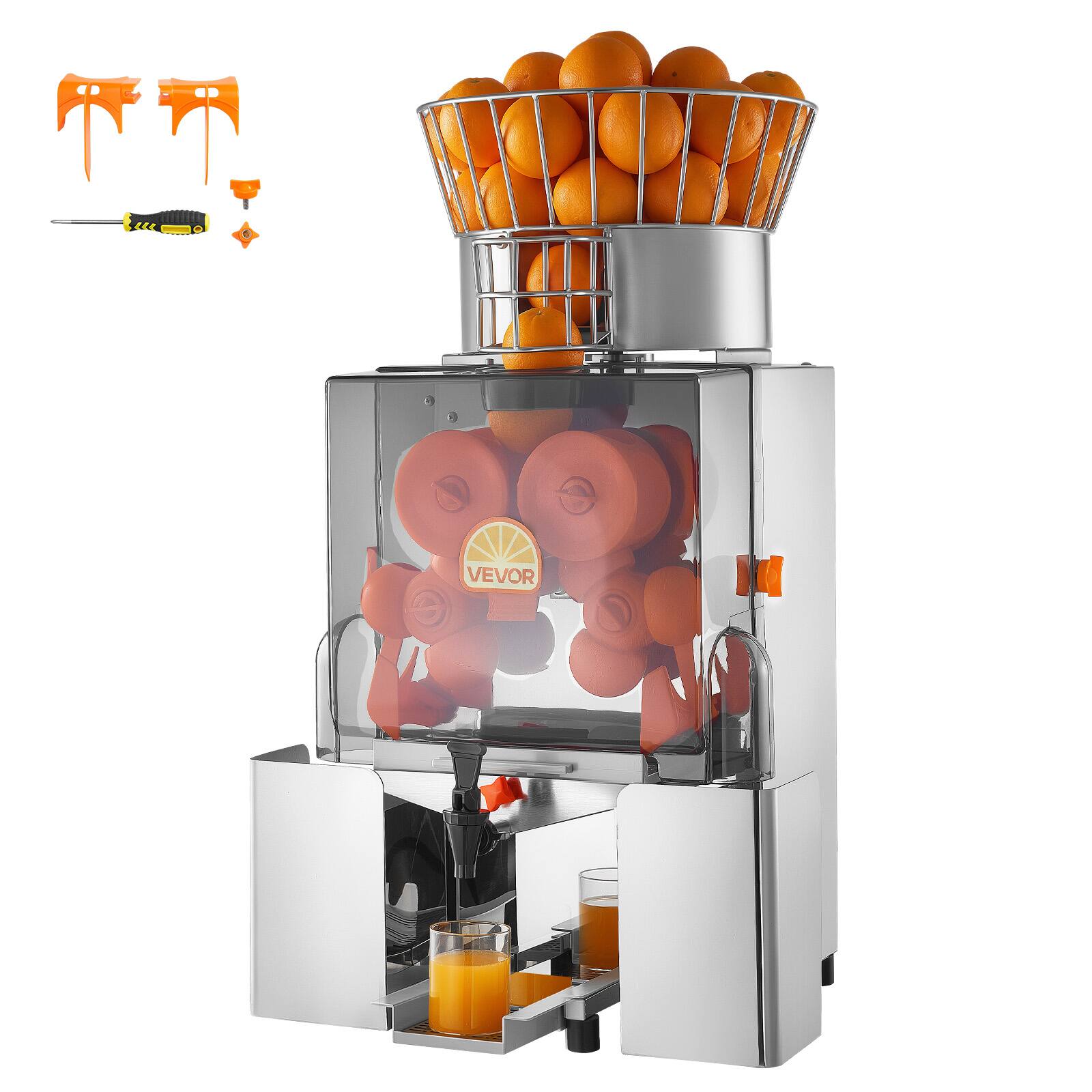 Alt View 5. VEVOR - Commercial Orange Juicer Machine, 120W Electric Automatic Orange Squeezer, Lemon Citrus Pomegranates Extractor - Orange;Silver.