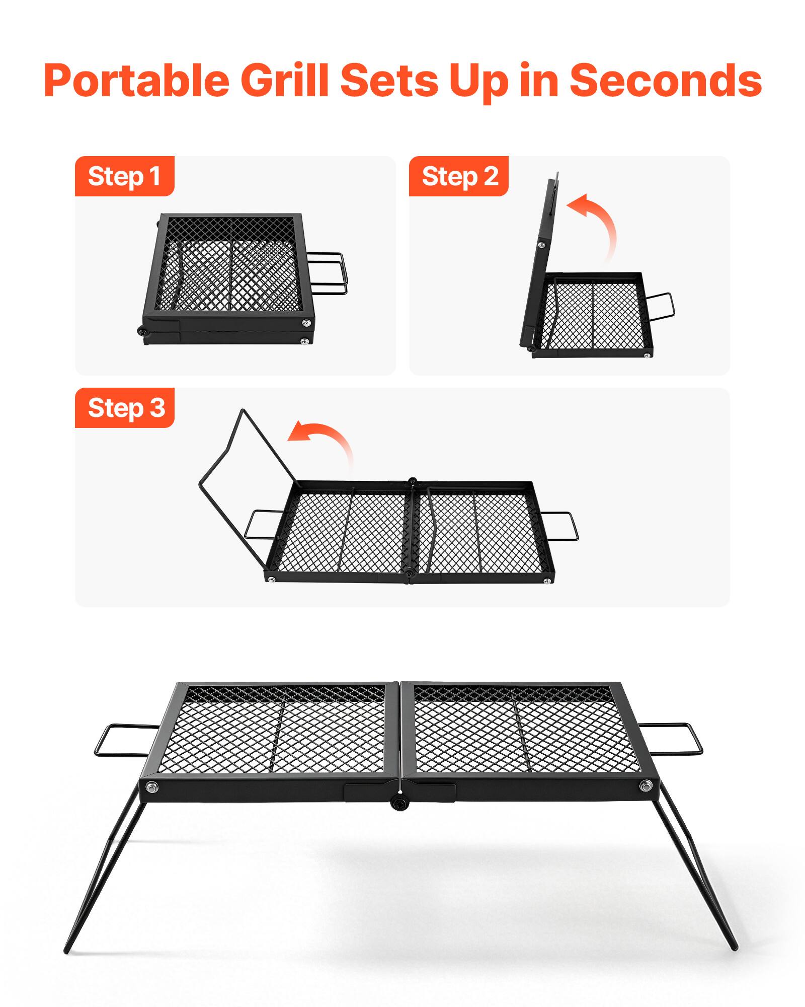 Portable Grill Sets Up in Seconds

Step 1

Step 2

Step 3