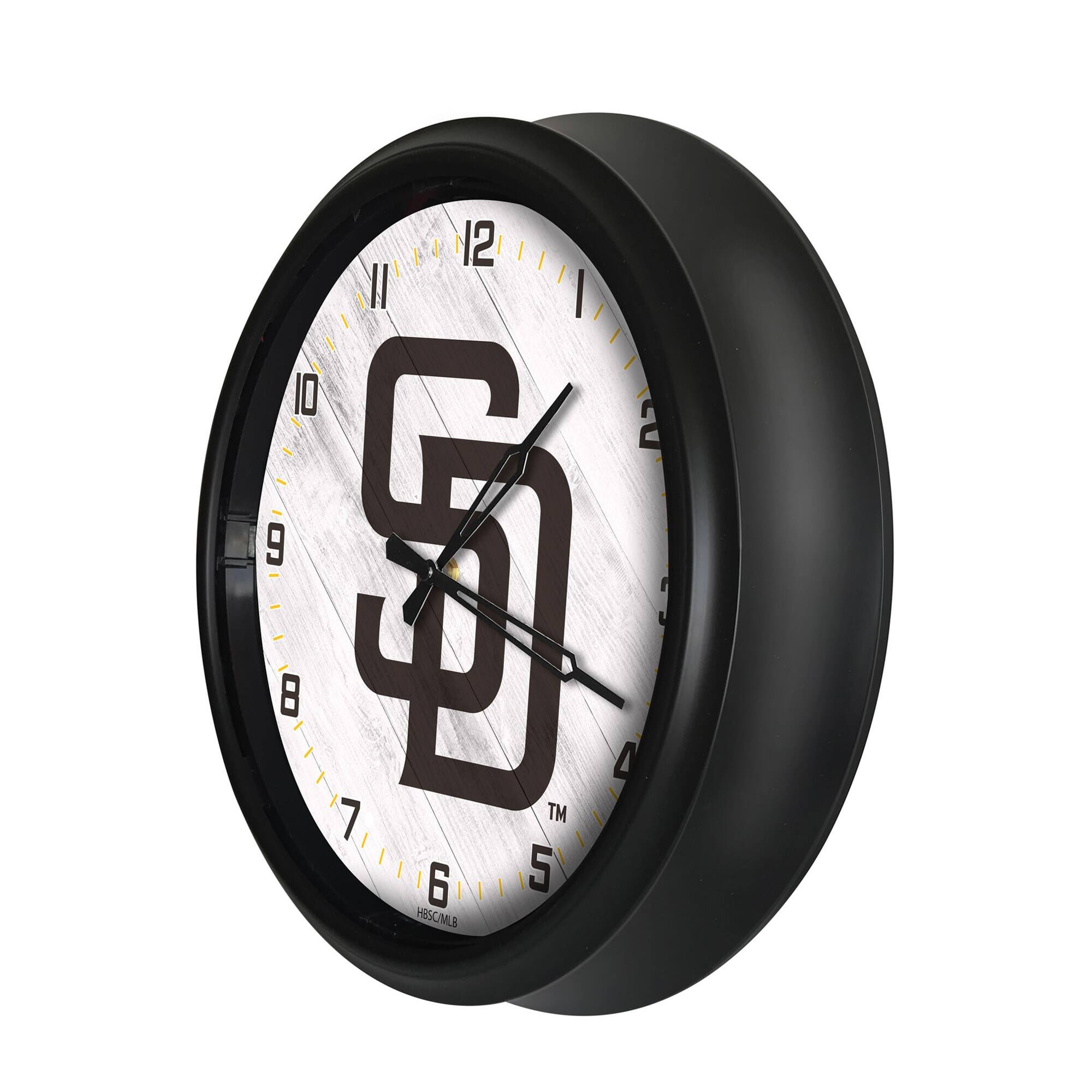 Alt View 1. Holland Bar Stool Co. - San Diego Padres Indoor/Outdoor LED Wall Clock - Multicolor.