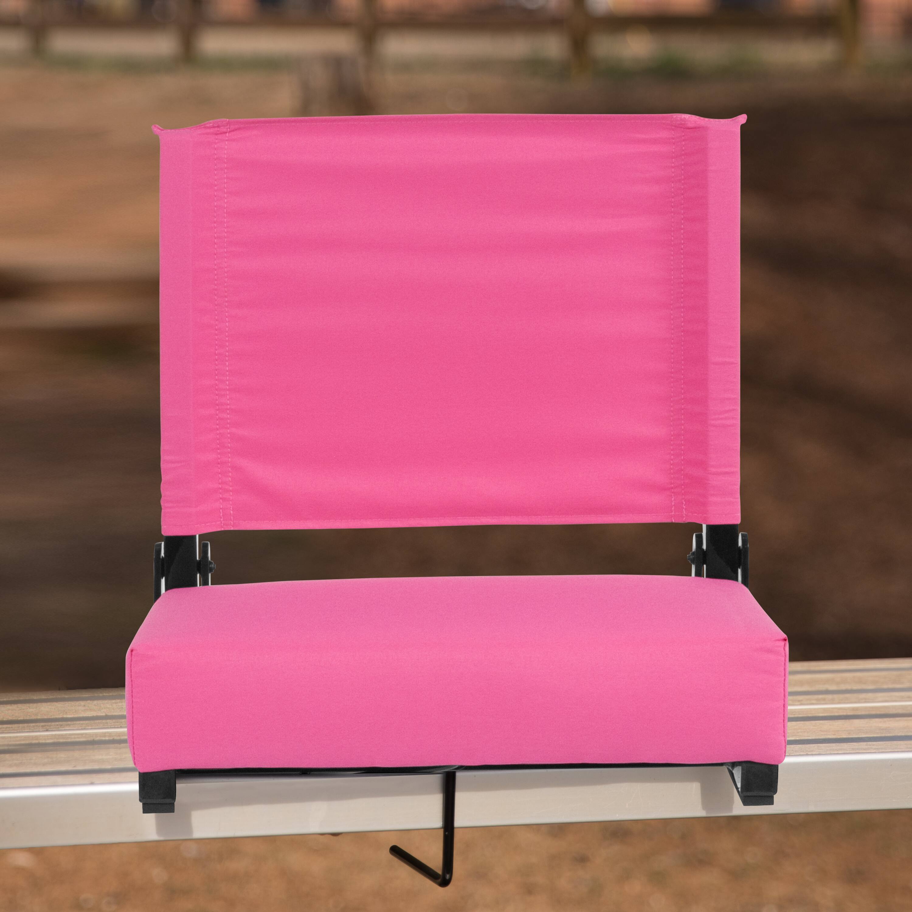 Alt View 1. Emma + Oliver - 500 lb. Rated Lightweight Stadium Chair with Handle & Ultra-Padded Seat - Pink.