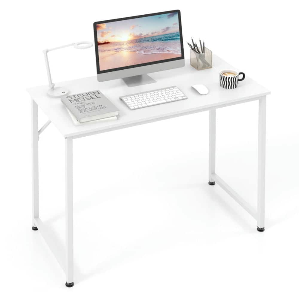 Kadyn - 40 Inch Small Computer Desk with Heavy-duty Metal Frame- Home Office Desks, Gaming Computer Desks for Study - White