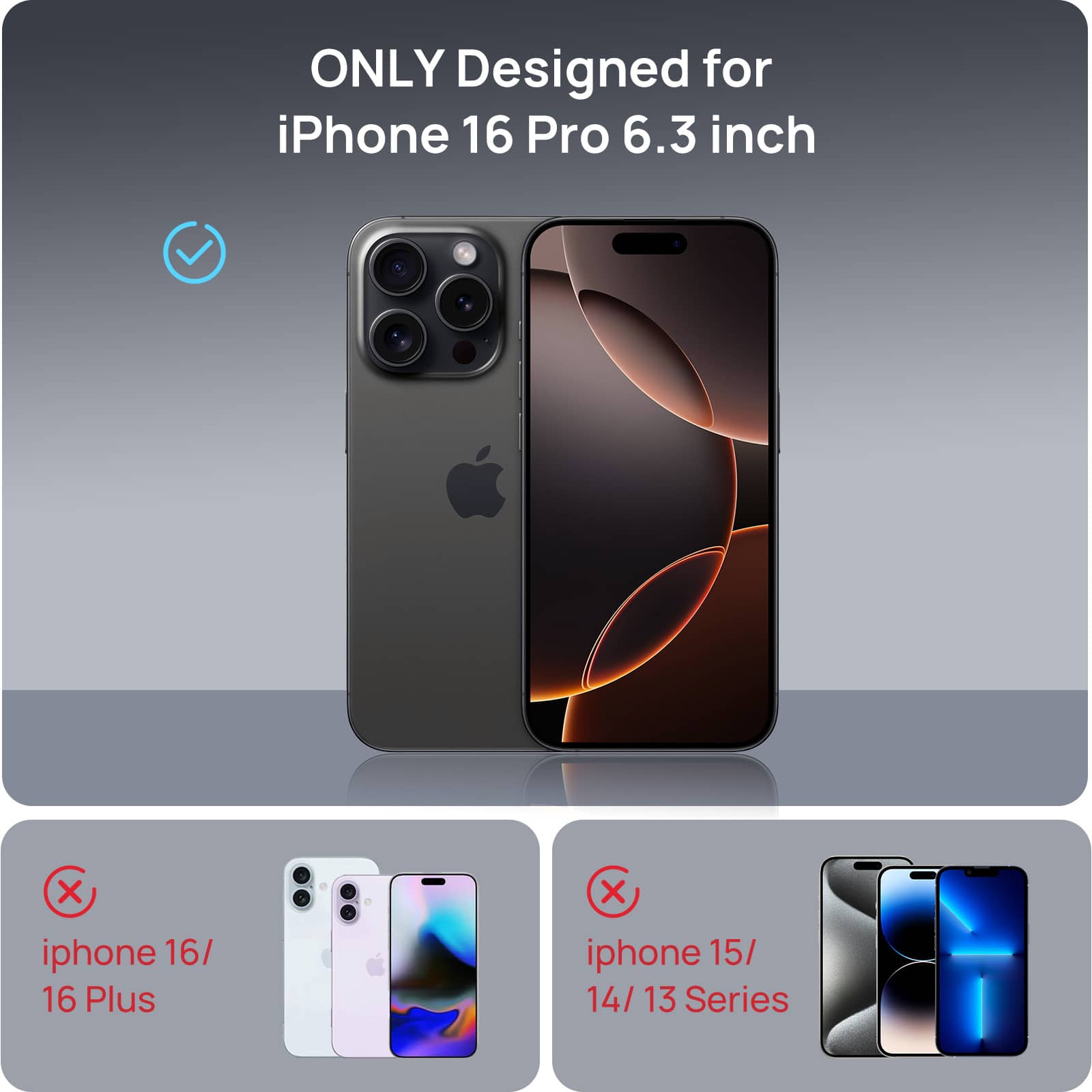 ONLY Designed for iPhone 16 Pro 6.3 inch X . . X iphone 16/ 16 Plus iphone 15/ 14/ 13 Series