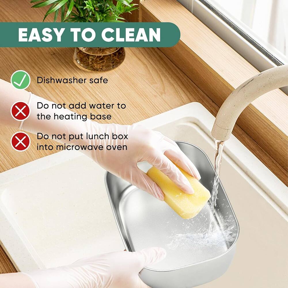 EASY TO CLEAN

- Dishwasher safe
- Do not add water to the heating base
- Do not put lunch box into microwave oven