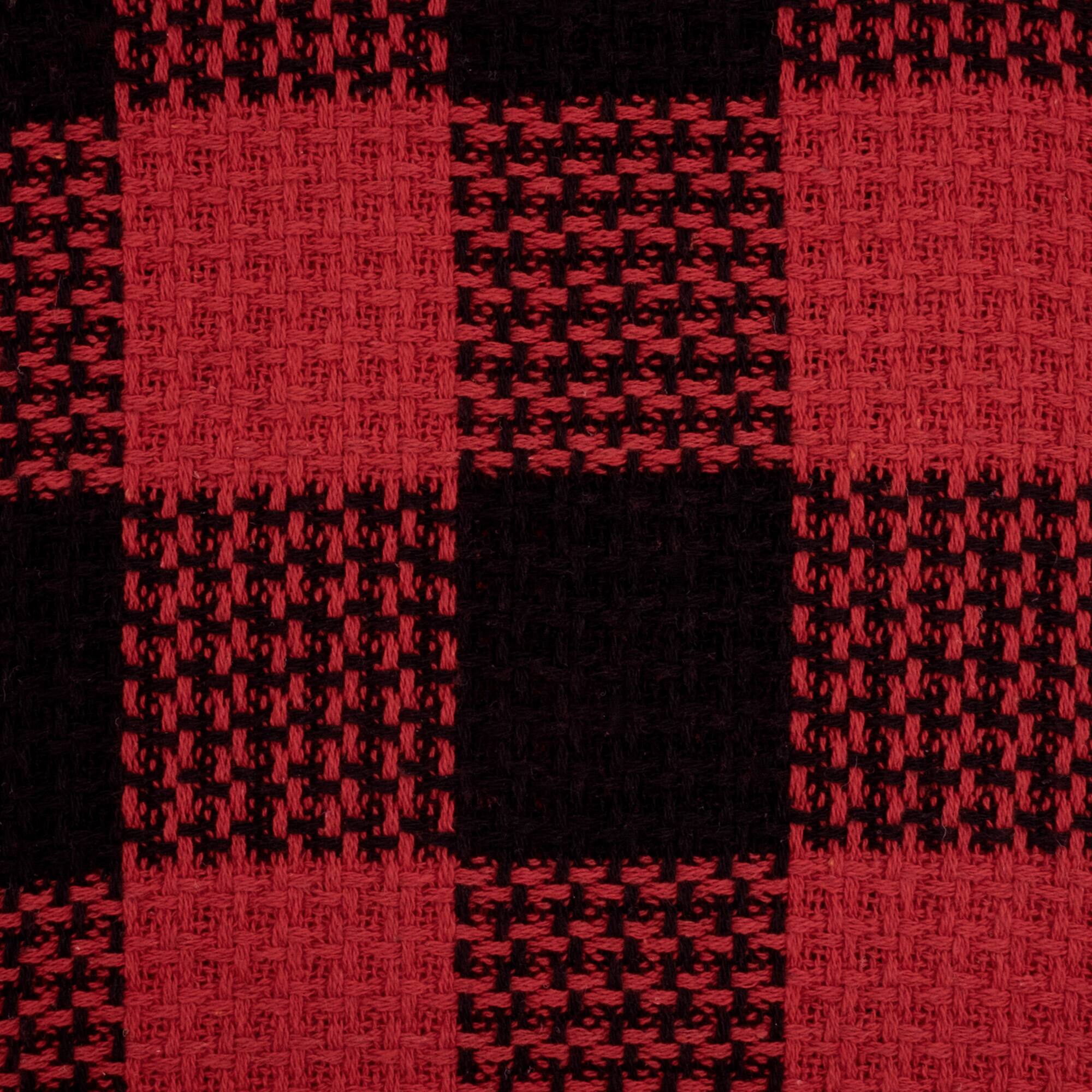 Left. Sweet Home Collection - 100% Cotton Blend Blanket, Luxury Breathable Buffalo Plaid Weave Design, Full/Queen - Burgundy/Black.