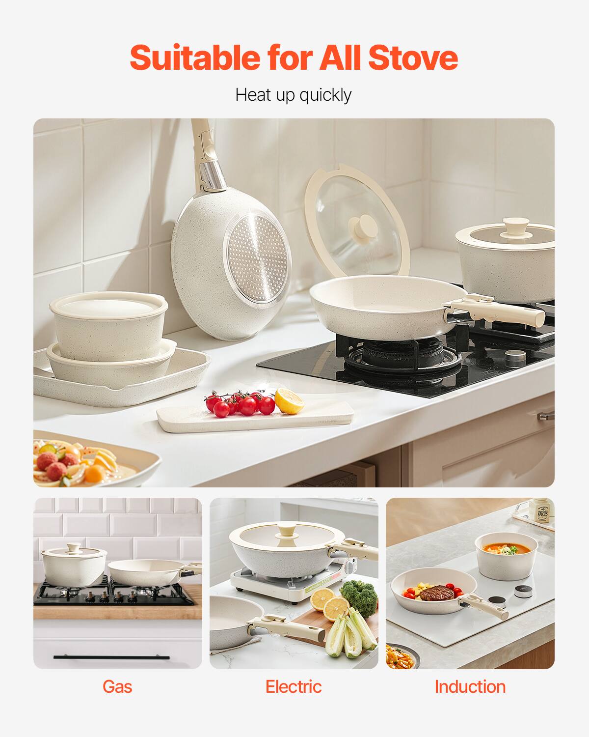 Suitable for All Stove  
Heat up quickly  

Gas  
Electric  
Induction