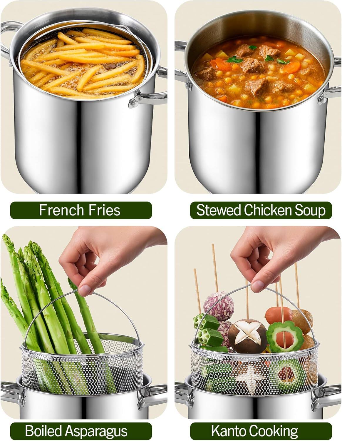 French Fries  
Stewed Chicken Soup  
Boiled Asparagus  
Kanto Cooking