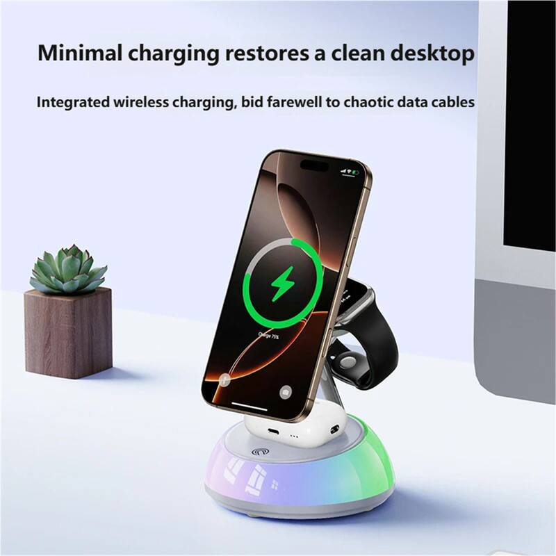 Minimal charging restores a clean desktop  
Integrated wireless charging, bid farewell to chaotic data cables