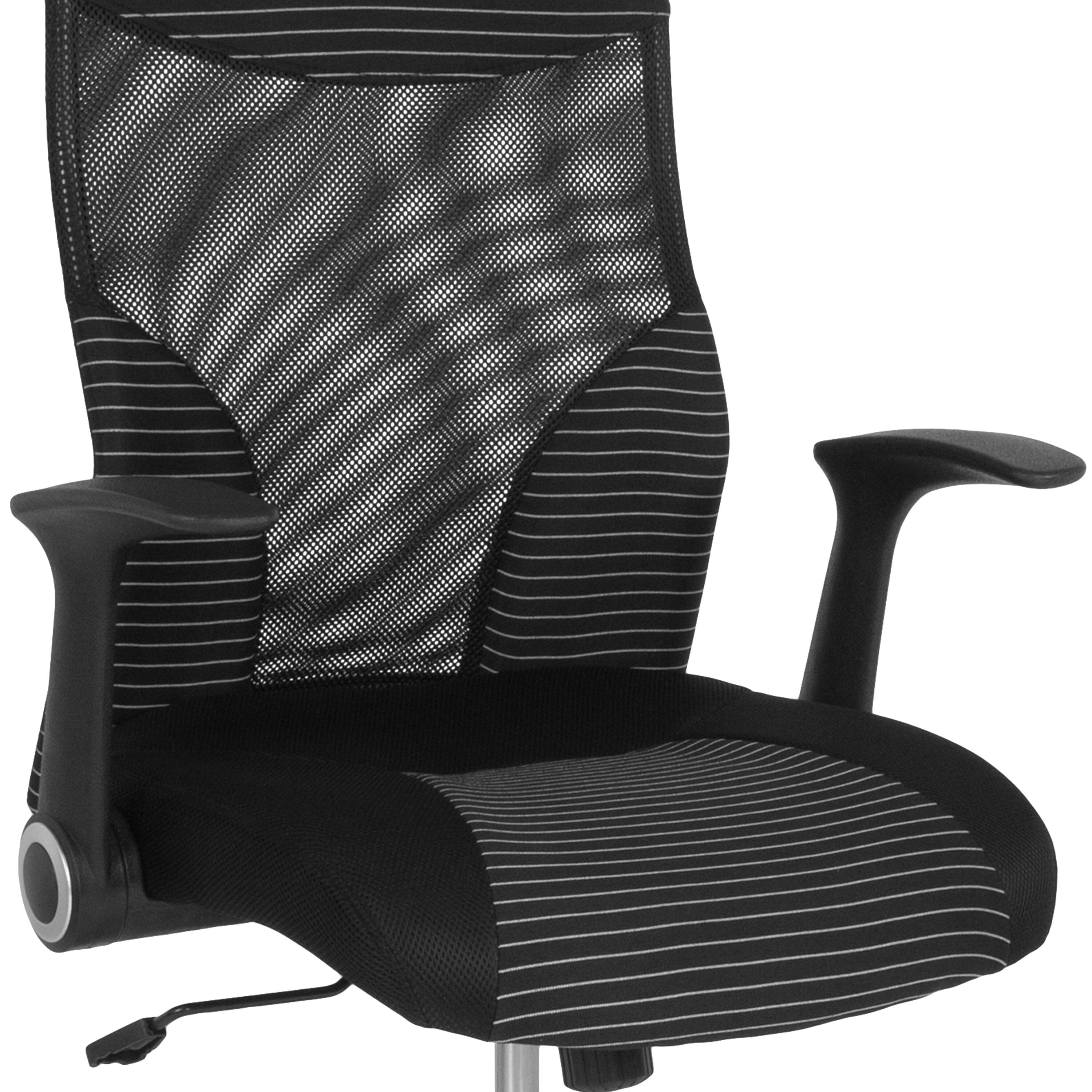 Alt View 9. Emma + Oliver - High Back Office Chair with Contemporary Mesh Design - Black and White.