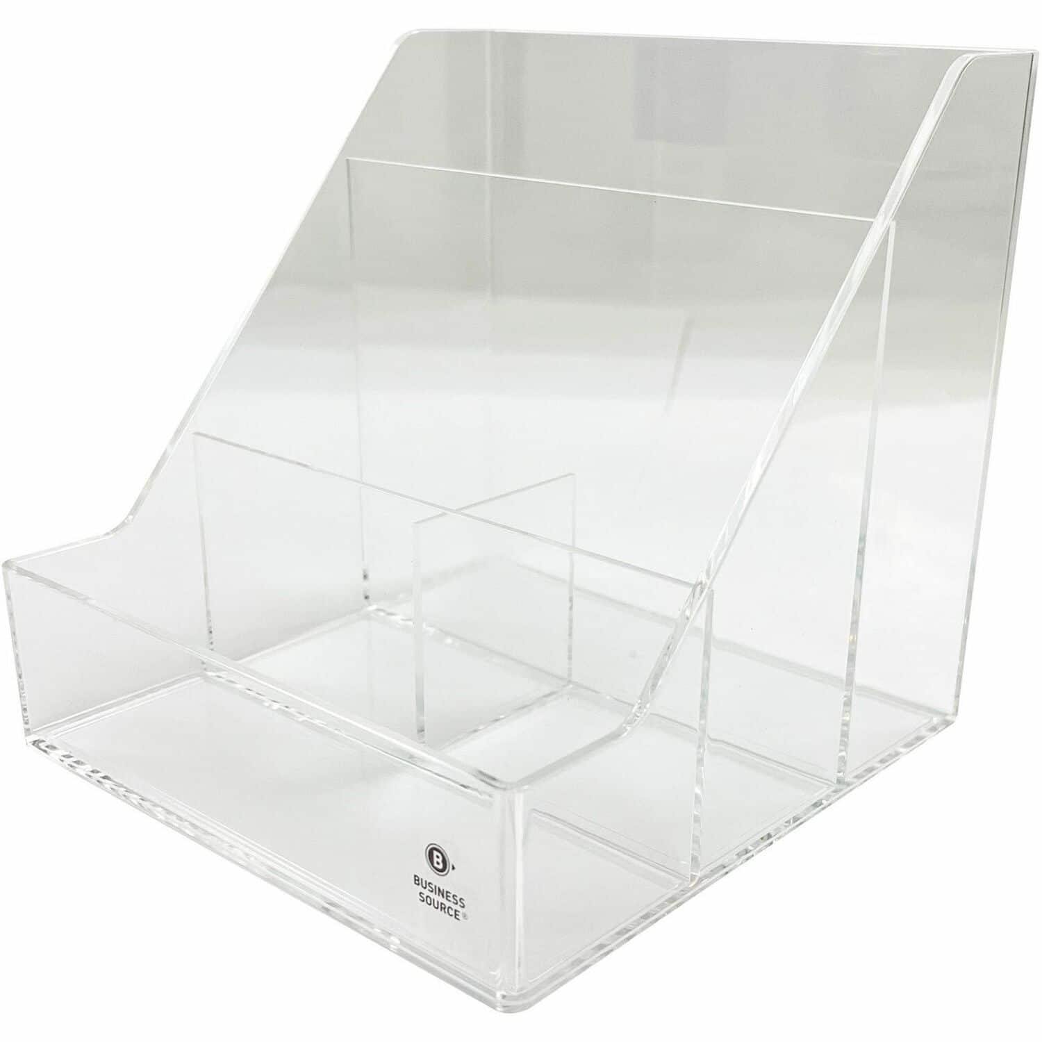 Business Source - 4 Compartment Desktop Organizer 4 Compartment 5.50" x 5.60" x 5.60" Desktop Durable Acrylic - Clear
