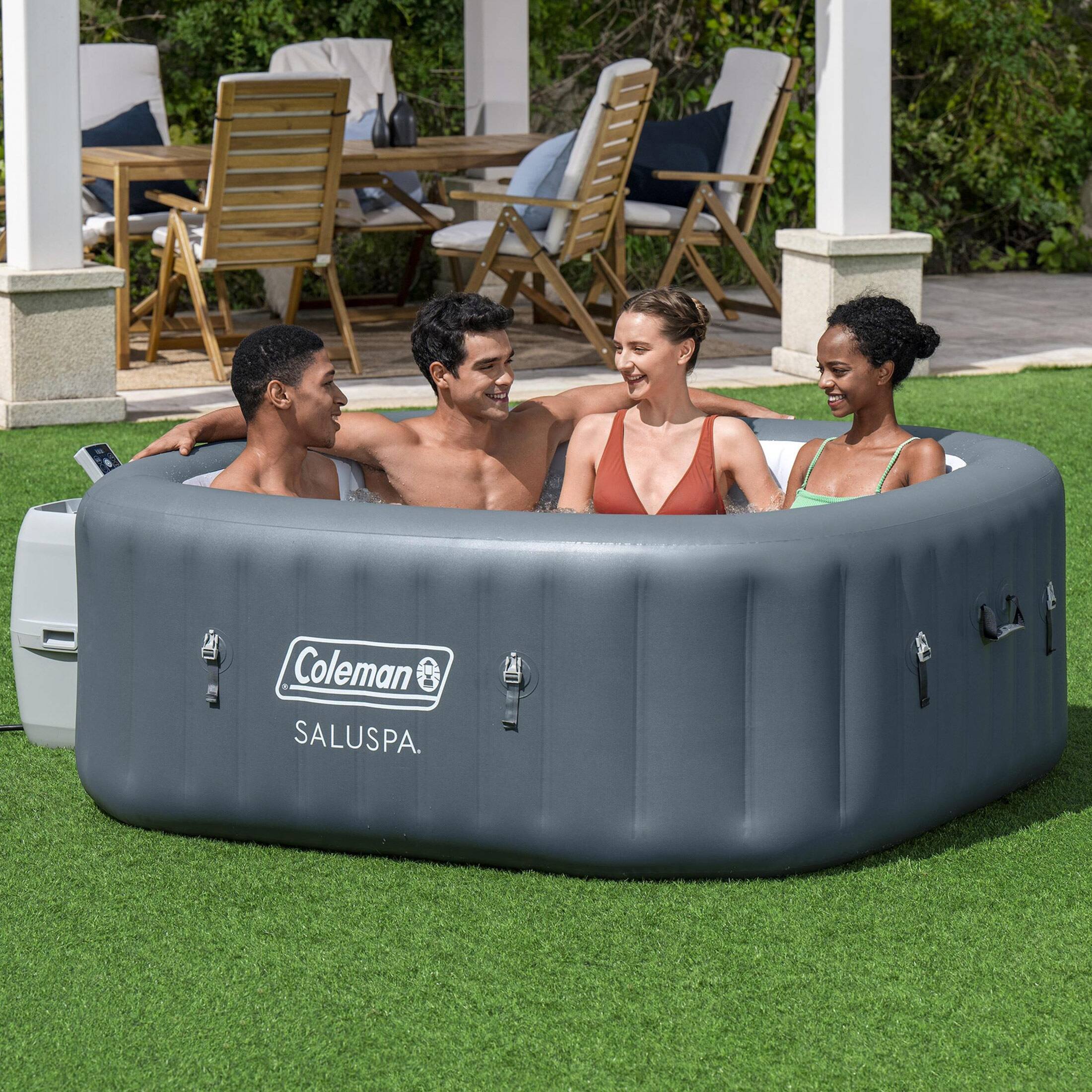 Coleman Hawaii AirJet Square Inflatable Hot Tub with EnergySense