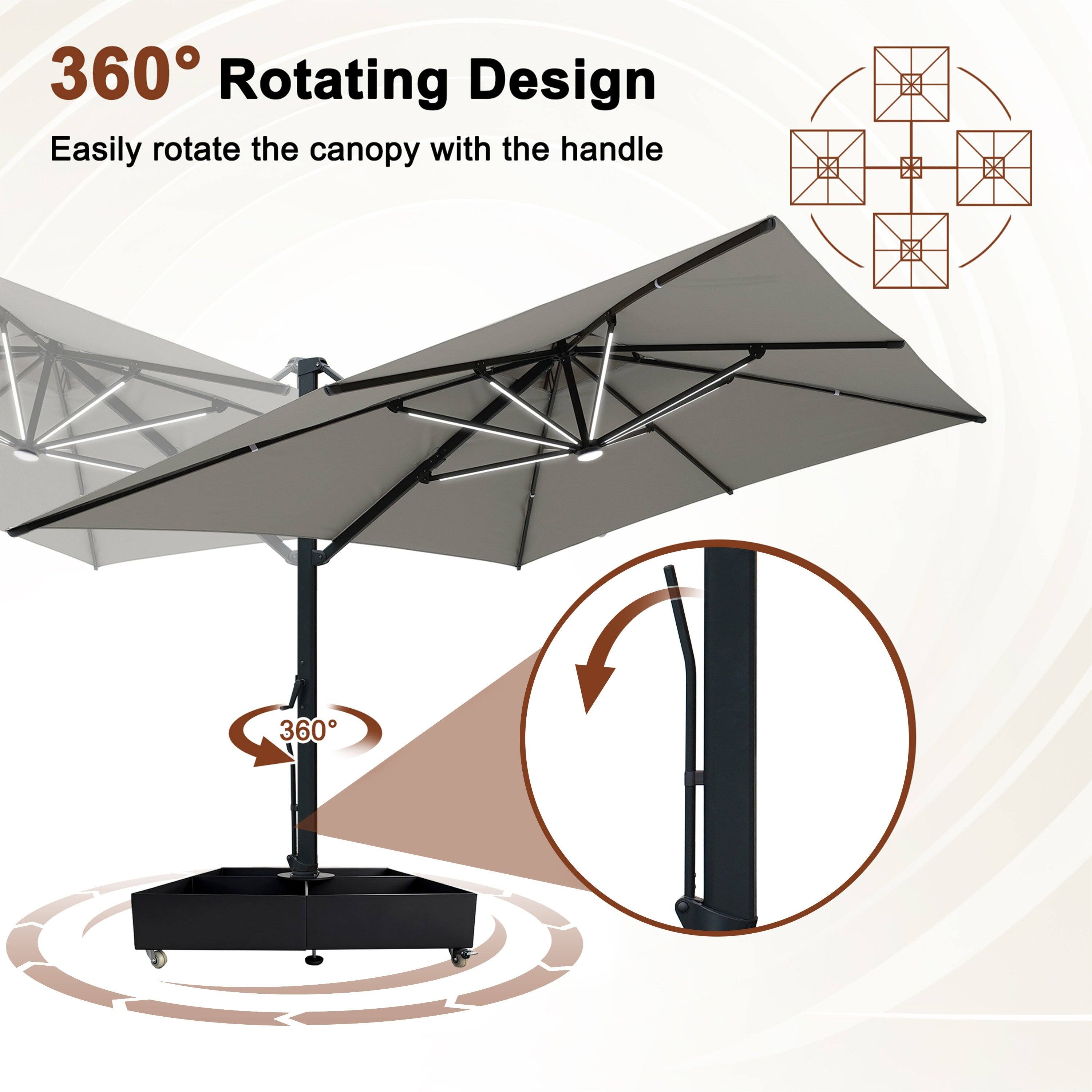 360° Rotating Design  
Easily rotate the canopy with the handle