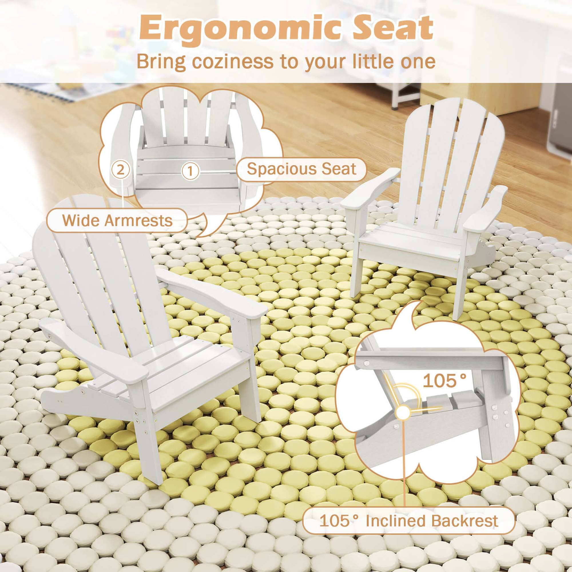 Ergonomic Seat  
Bring coziness to your little one  

1. Spacious Seat  
2. Wide Armrests  
105° Inclined Backrest