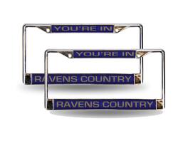 Rico Industries - Baltimore Ravens Country Chrome Metal (Set of 2) Laser Cut License Plate Frames - Multi
