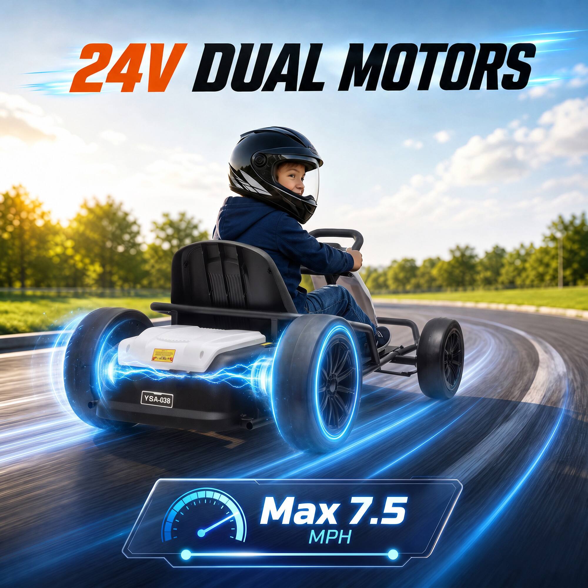 Qaba Electric Drift Go Kart for Kids with Dual Motors, Soft Start, PU ...