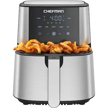 CHEFMAN T 4 HI-FRY 4:00 - Shake
Min - - AIR FRY BAKE REHEAT FROZEN DRY
TMC JIMP + START STOP