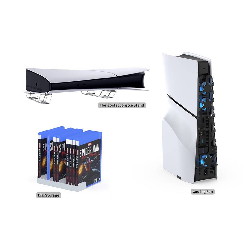 Dobe - 3-in-1 PS5 Slim Kit comes with PS5 SLIM Horizontal Bracket, TP5-35129 - BLACK