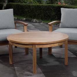 Marina Outdoor Patio Teak Round Coffee Table by Modway - Natural