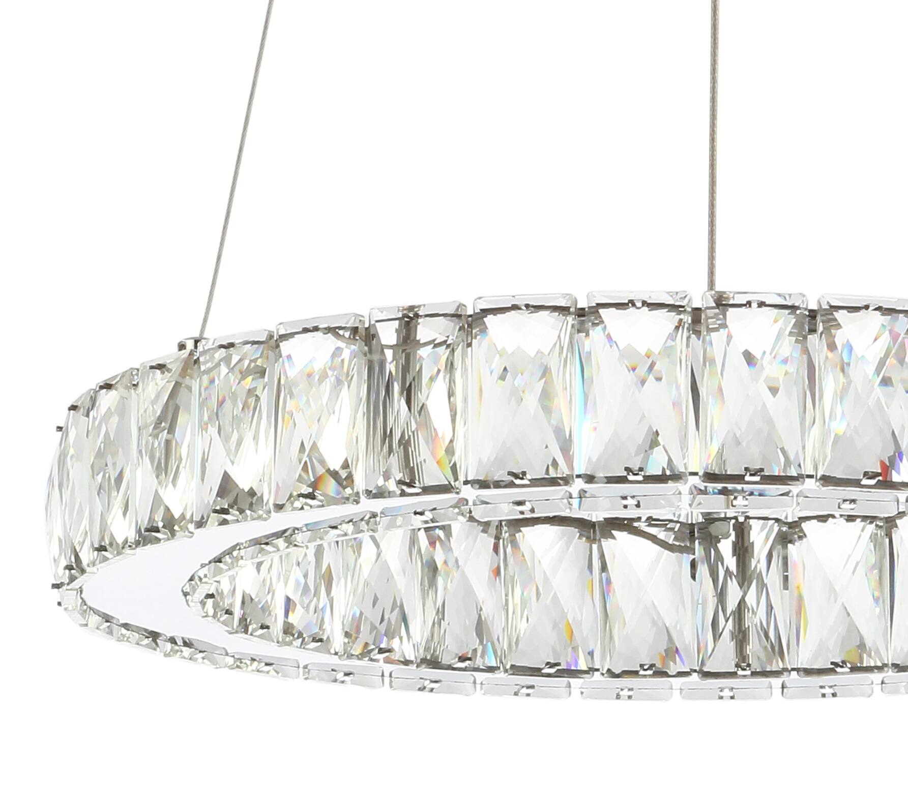 Alt View 4. Jonathan Y - Reese 15.7" Adjustable Integrated LED Metal/Crystal Pendant, Chrome/Clear - Chrome / Clear.