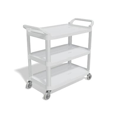 Staples - 3-Shelf Polypropylene Mobile Utility Cart with Swivel Wheels - Gray