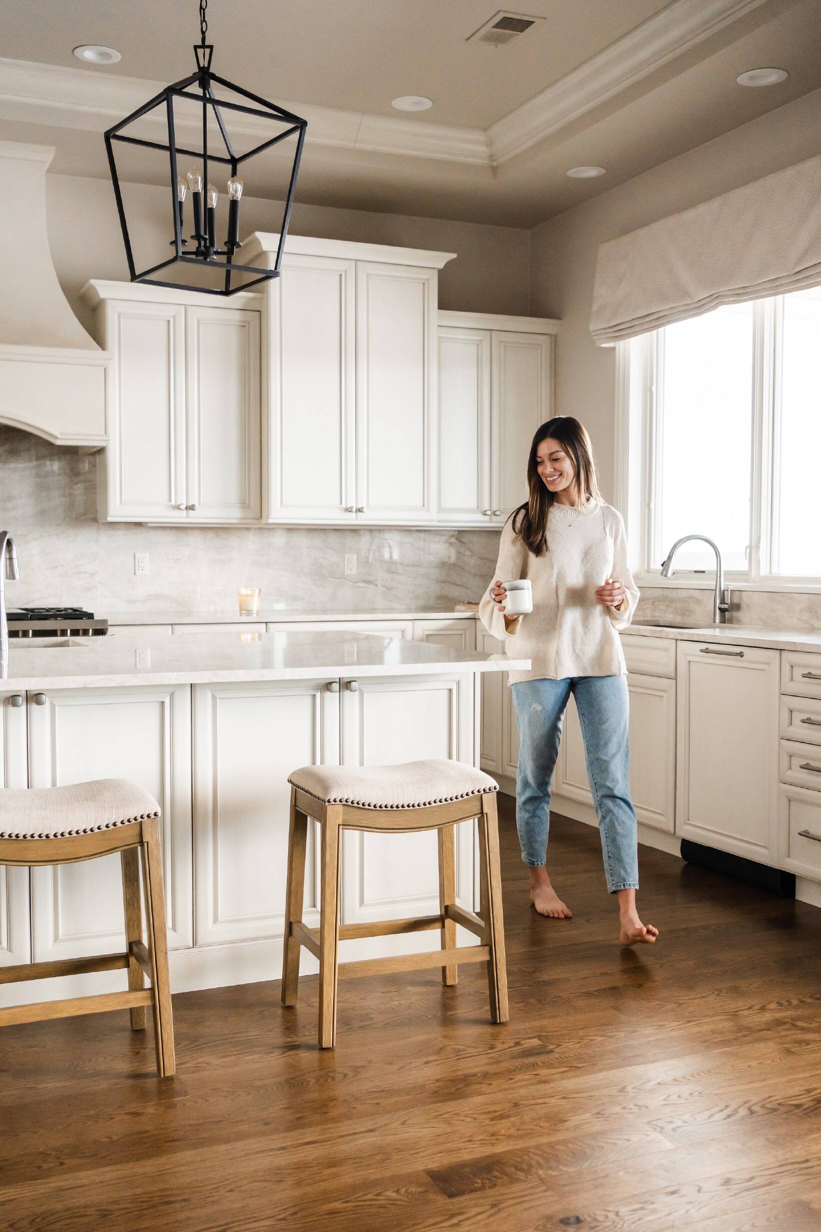 Alt View 2. Maven Lane - 31' Hugo Bar Stool in Weathered Oak Finish with Fabric Upholstery - Weathered Oak.