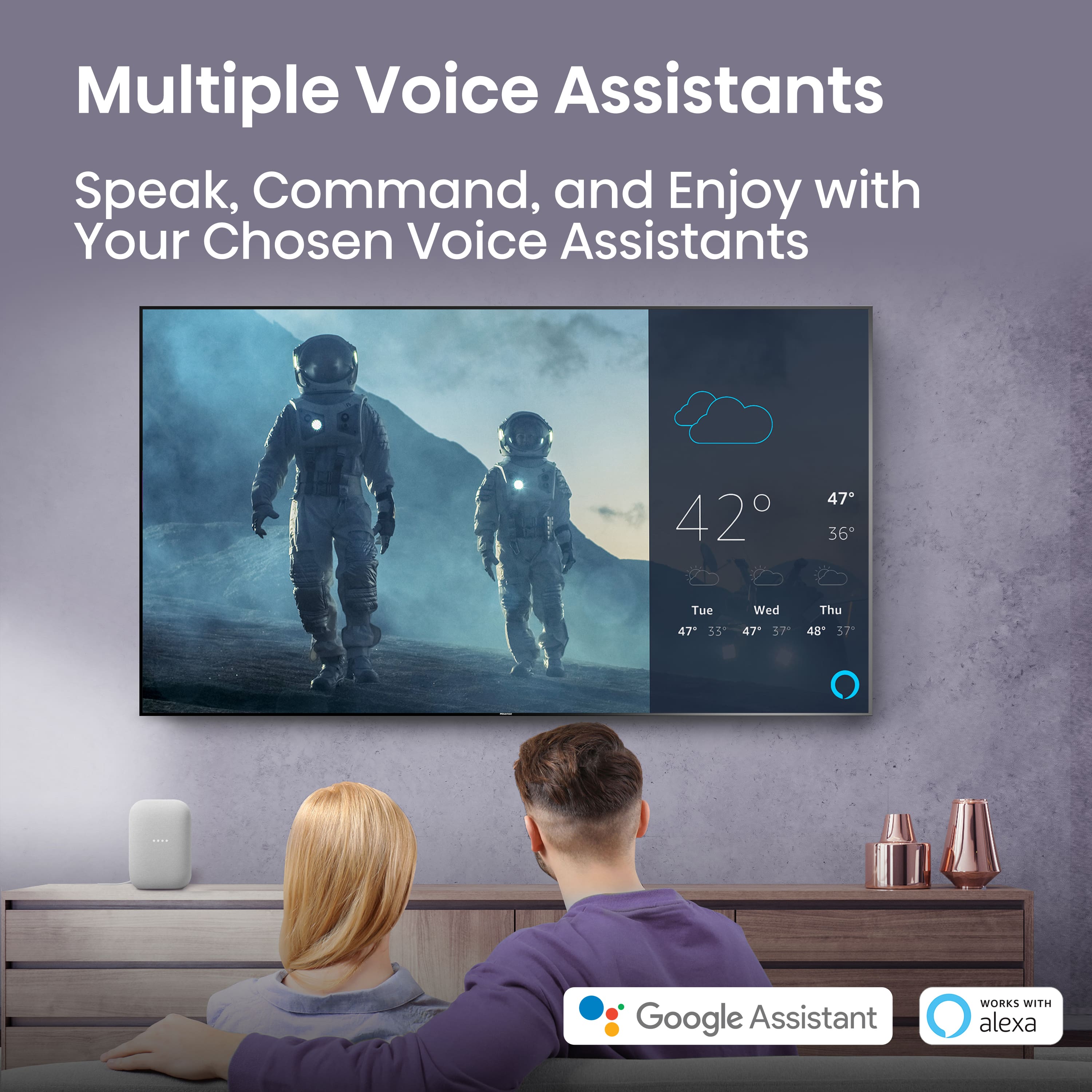 Multiple Voice Assistants Speak, Command, and Enjoy with Your Chosen Voice Assistants. Google Assistant works with Alexa.