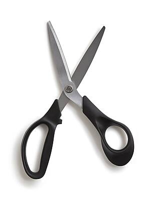 Alt View 1. TRU RED - 8" Stainless Steel Scissors, Bent Handle - Black.