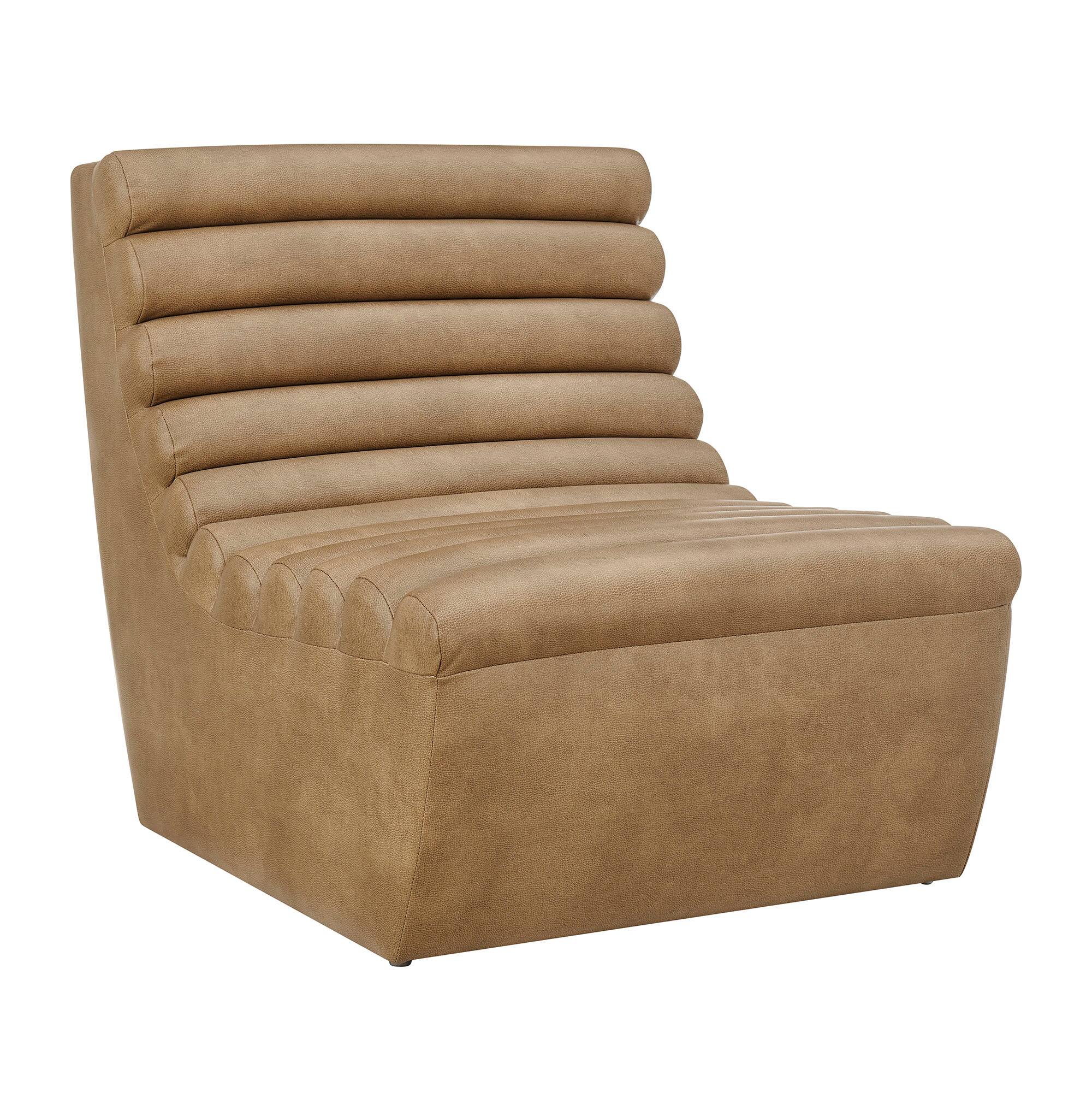 Angle. Modway - Corbin Vegan Leather Armless Accent Chair by Modway - Toast.