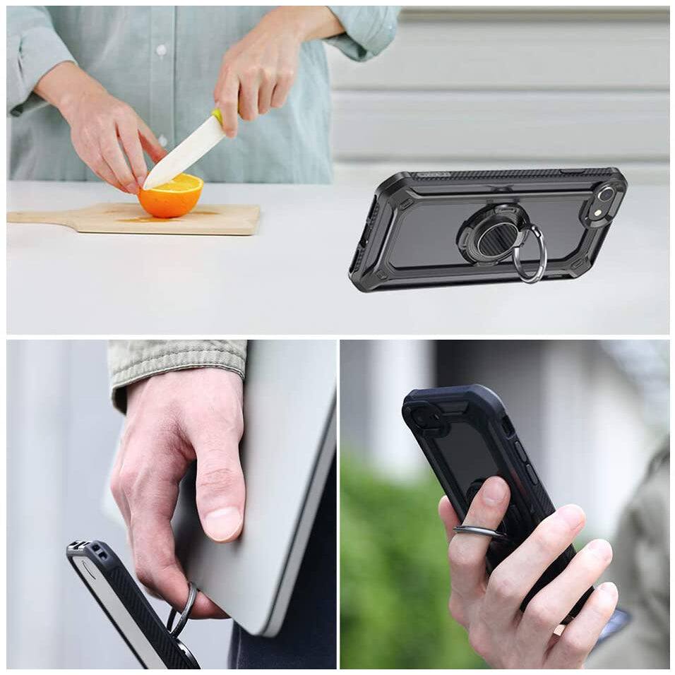 Alt View 4. SUPCASE - Ring Snap Adhesive Ring Holder and Kickstand - Black.