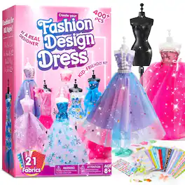 Joyfy - Fashion Design Sewing Art and Craft Kit for Girls, DIY Barbie Doll Accessory Handmade Fashion Dress-Valentine's Day Gift - colorful