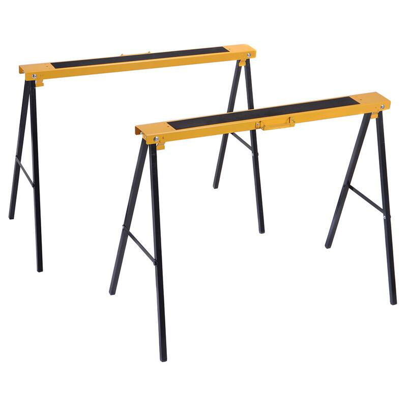 Alt View 3. Gymax - Gymax 2 Pack Heavy Duty Saw Horse Steel Folding Legs Portable - Black, Yellow.