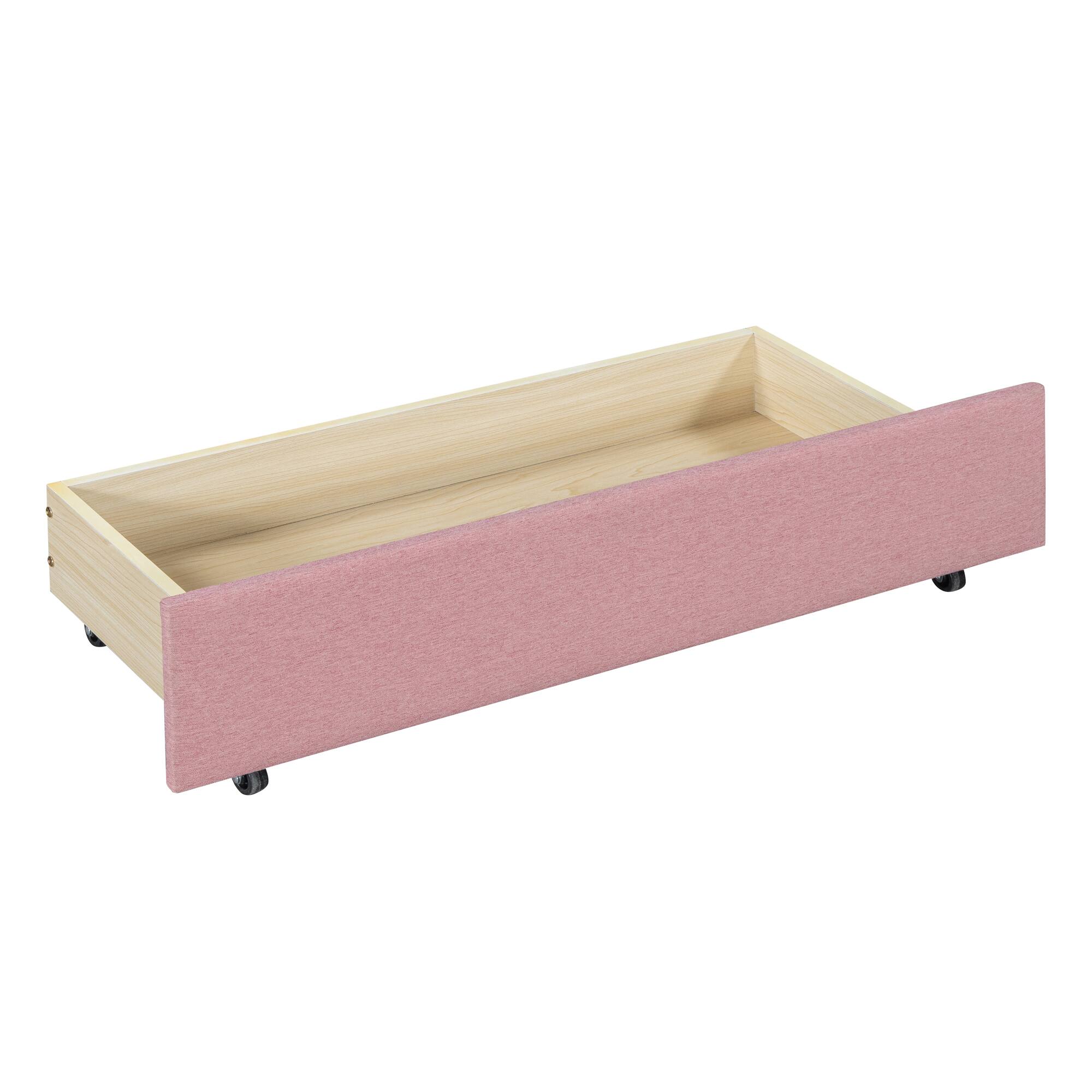 Alt View 9. Tiramisubest - Full Size Upholstered Daybed with 2 Storage Drawers Sofa Bed Frame No Box Spring Needed, Linen Fabric (Pink) - Pink.