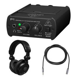 Behringer - Powerplay P1 Personal In-Ear Monitor Amplifier, Bundle withProfessional Semi-Open Back Studio Monitoring
