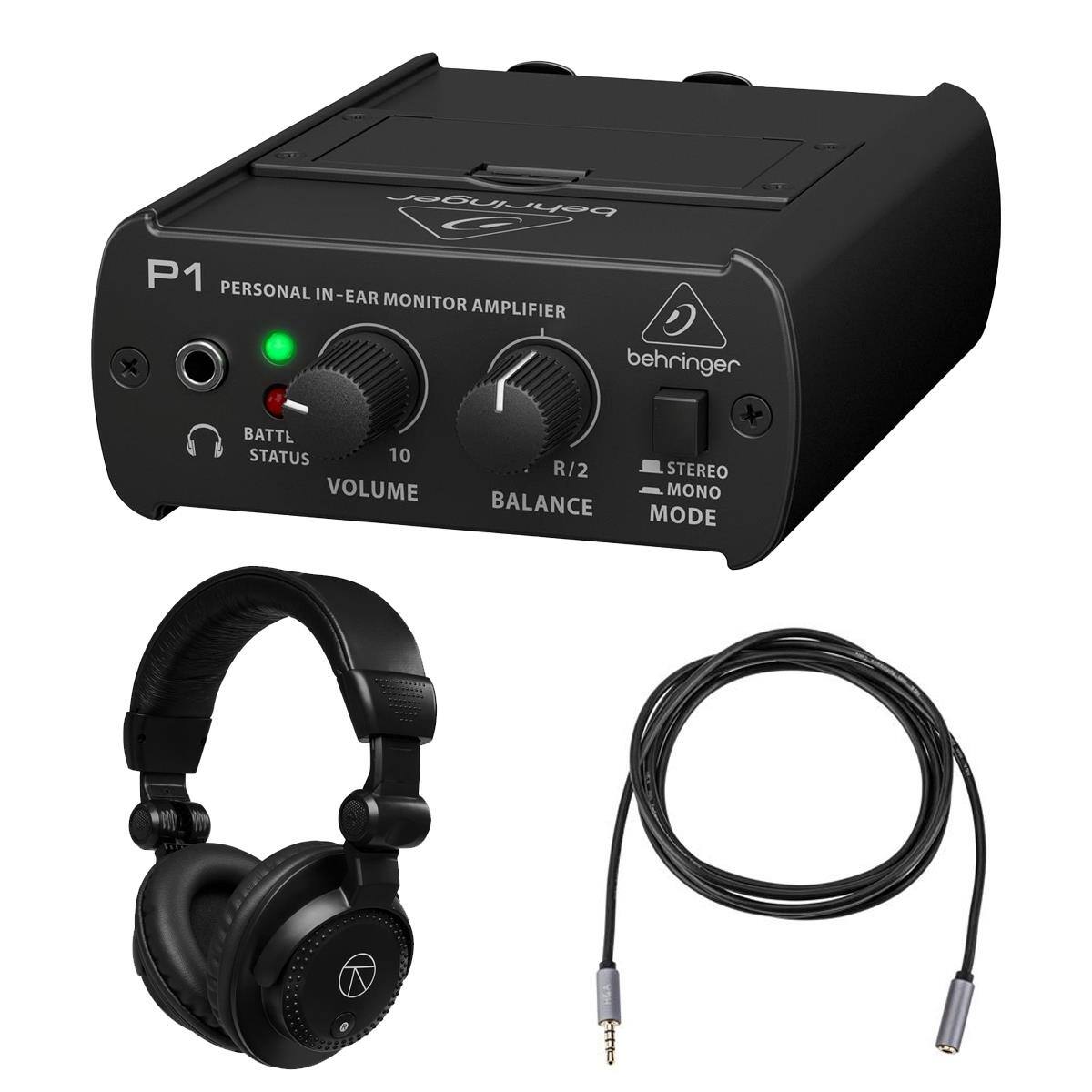 Behringer P1 Personal In-Ear Monitor Amplifier

- Battl. Status
- Volume
- Balance
- R/2
- Stereo/Mono Mode
