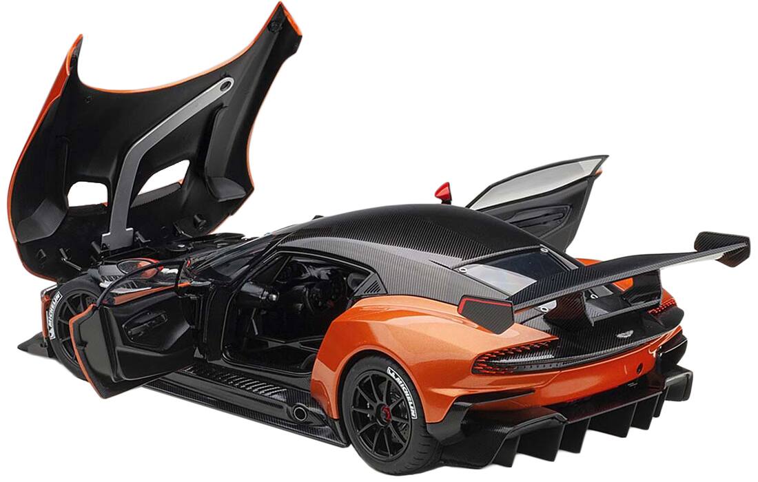 Alt View 1. Autoart - Aston Martin Vulcan Madagascar Orange with Carbon Top 1/18 Model Car by Autoart.