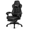 Front. Costway - Adjustable Gaming Chair with Footrest - Black.
