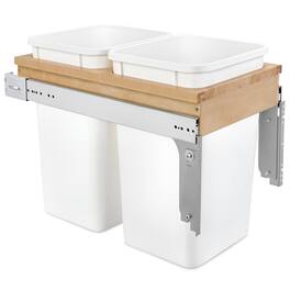 Rev-A-Shelf - Double Pullout Top Mount Trash Can 27 qt., White, 4WCTM-15DM2 - Light Brown