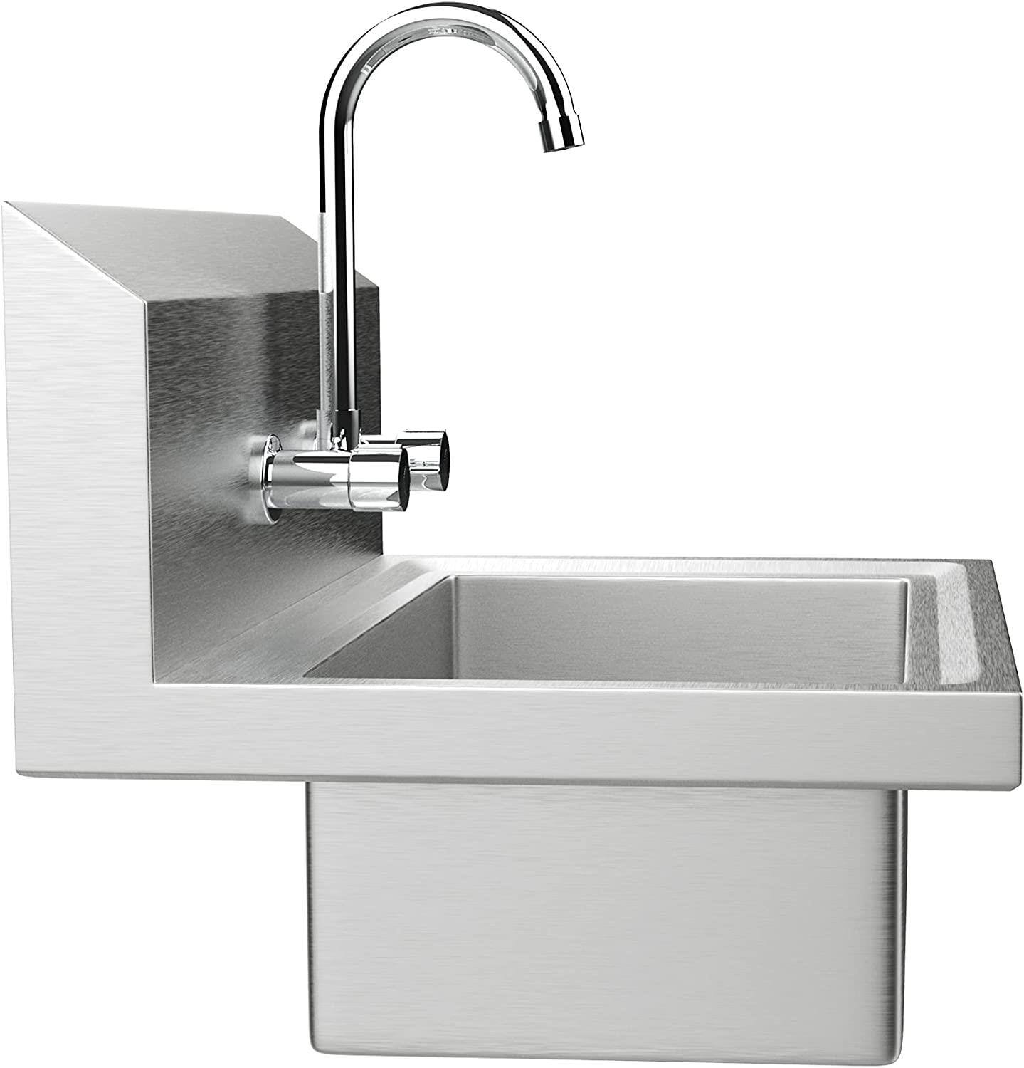Alt View 1. Winado - Heavy Duty Hand Wash Commercial Sink Wall Mount Utility Sink with Splash Guard, Drain Strainer, Faucet for Home Kitchen - Silver.