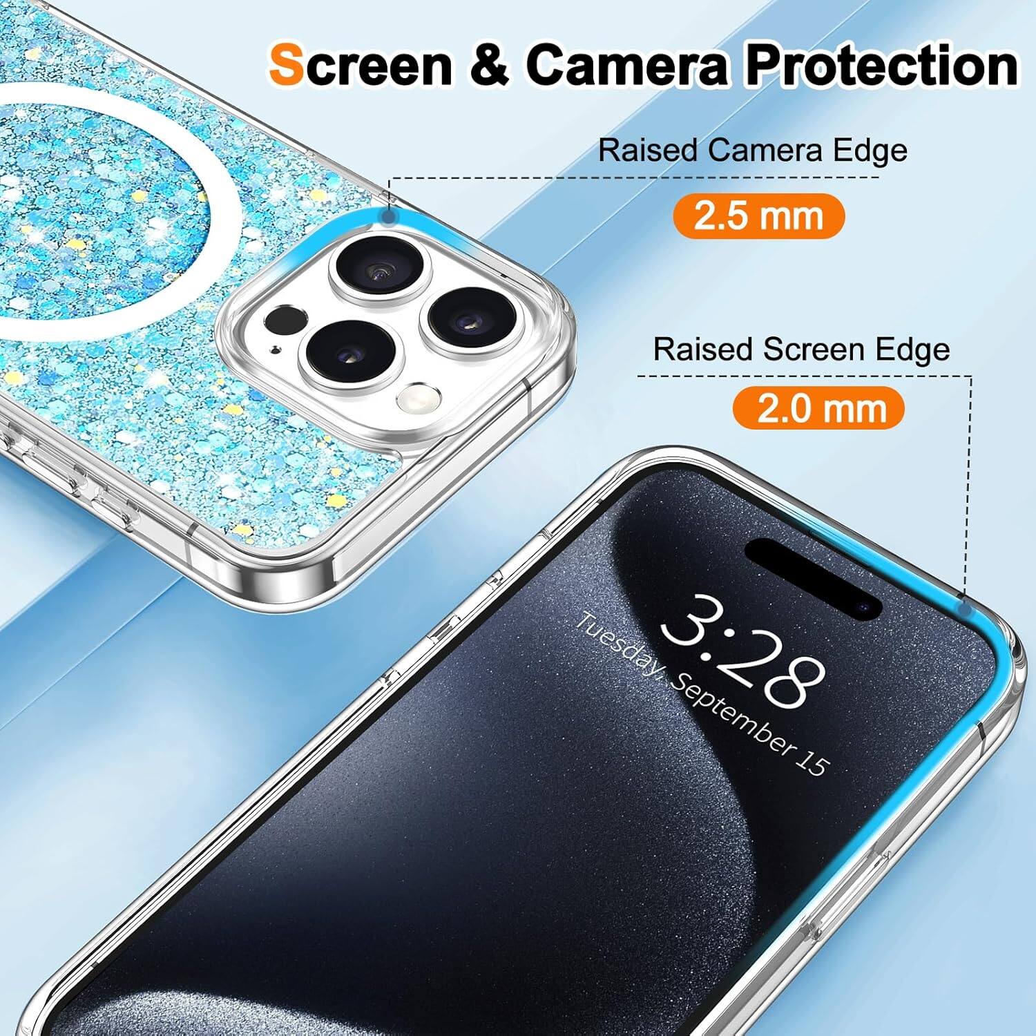 Screen & Camera Protection
Raised Camera Edge 2.5 mm
Raised Screen Edge 2.0 mm
Tuesday, 3:28 September 15