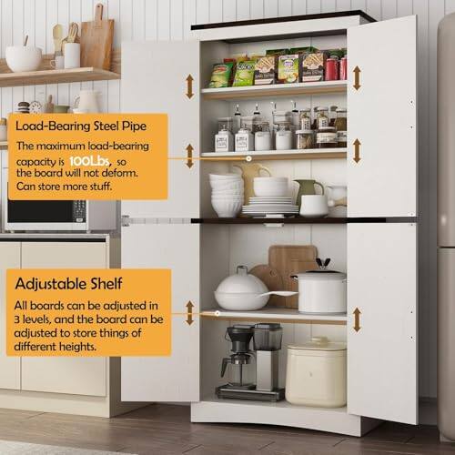 Load-Bearing Steel Pipe  
The maximum load-bearing capacity is 100Lbs, so the board will not deform. Can store more stuff.  

Adjustable Shelf  
All boards can be adjusted in 3 levels, and the board can be adjusted to store things of different heights.