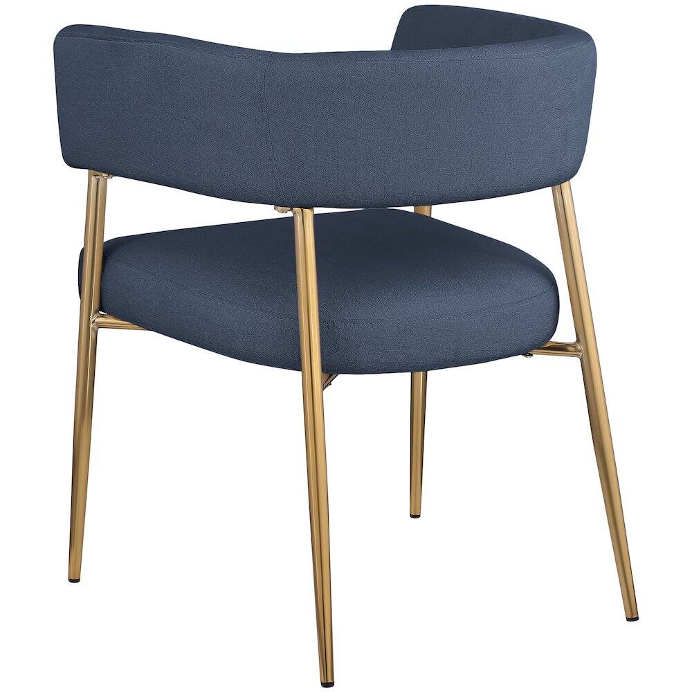Alt View 4. Meridian Furniture - Creston Deep Navy Durable Linen Textured Fabric Dining Chair - Blue.