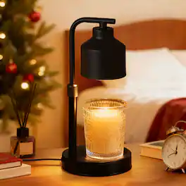 Unique Bargains - Candle Warmer Lamp with Timer and Dimmer Adjustable Height Candle Warmer with 2 Bulbs for Living Room Bedroom Home Decor - Black