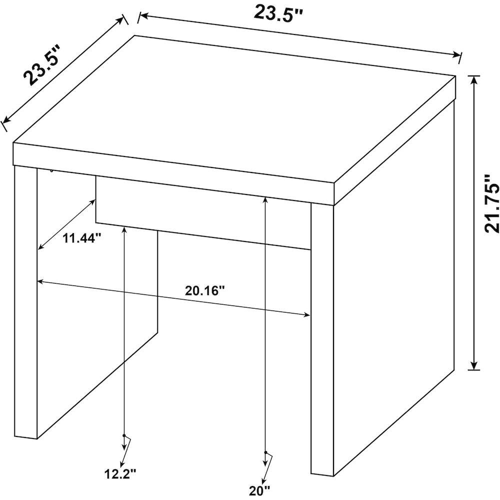 23.5" 23.5" 11.44" 21.75" 20.16" 12.2" 20"
