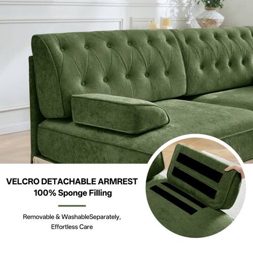 VELCRO DETACHABLE ARMREST  
100% Sponge Filling  
Removable & Washable Separately, Effortless Care