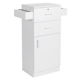 Winado - Salon Station Barber Storage Cabinet with 2 drawers & Cabinet & 6 Hair Dryer Holders for Hair Styling Makeup Beauty Spa - White