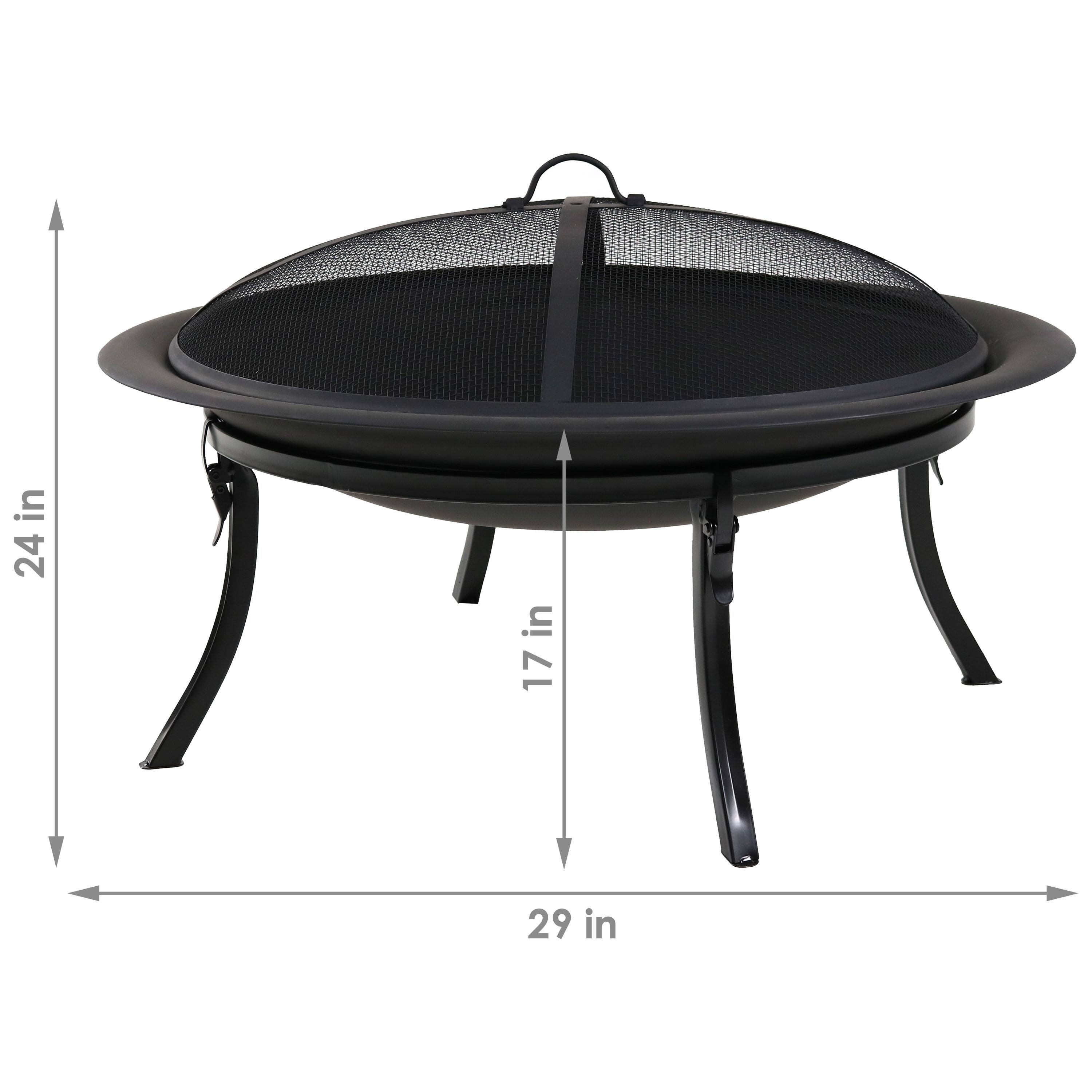 Alt View 3. Sunnydaze - 29 in Steel Fire Pit Bowl with Folding Stand, Case, and Screen - Black.