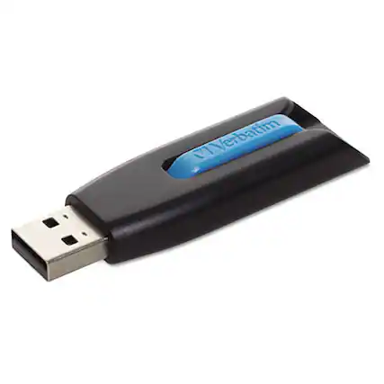 Front. Verbatim - Verbatim 49176 Store 'n' Go V3 16 GB USB 3.0 Drive - Black/Blue - Black/Blue.