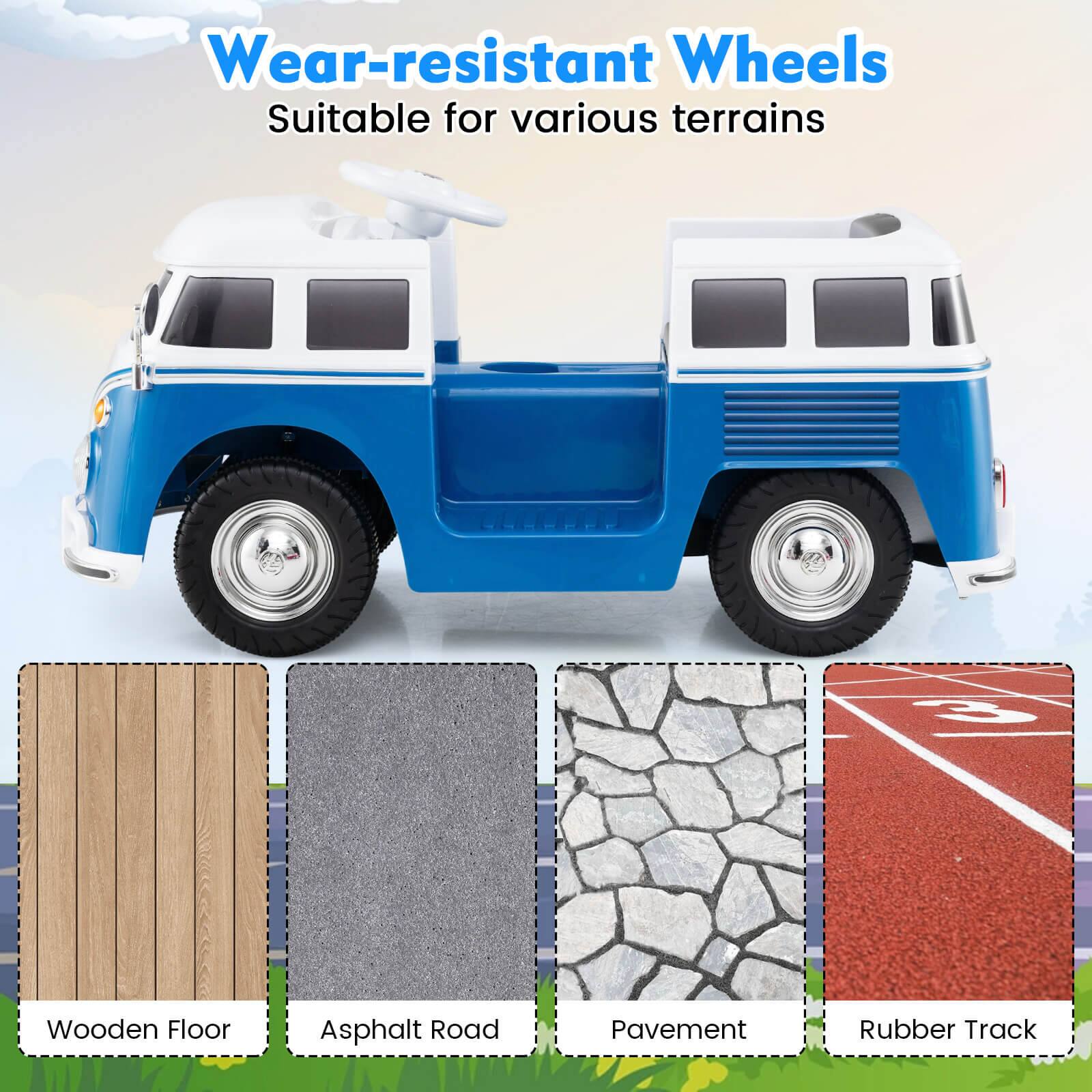 Wear-resistant Wheels  
Suitable for various terrains  

- Wooden Floor  
- Asphalt Road  
- Pavement  
- Rubber Track