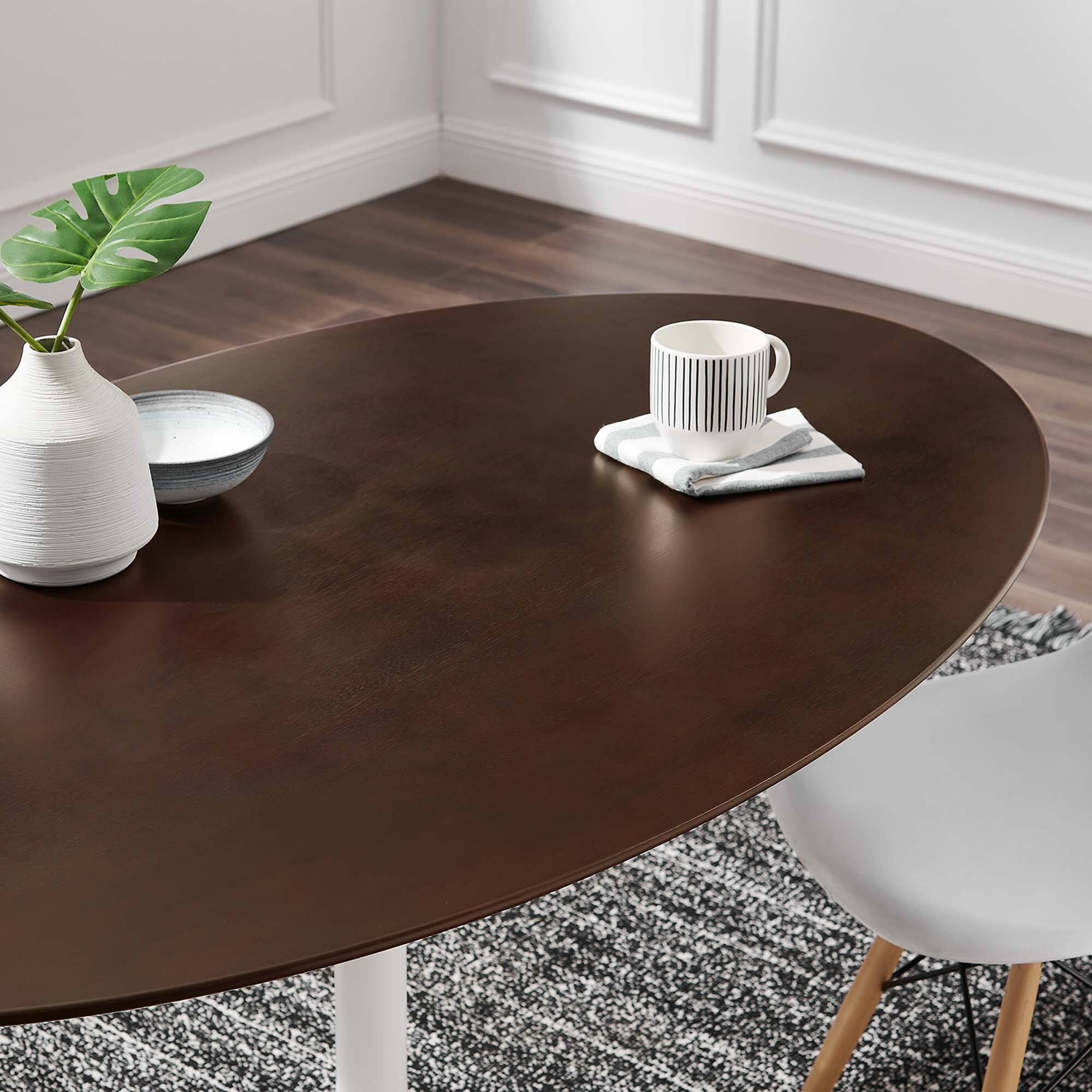 Alt View 3. Modway - Lippa 60" Oval Cherry Walnut Wood Dining Table - Brown.