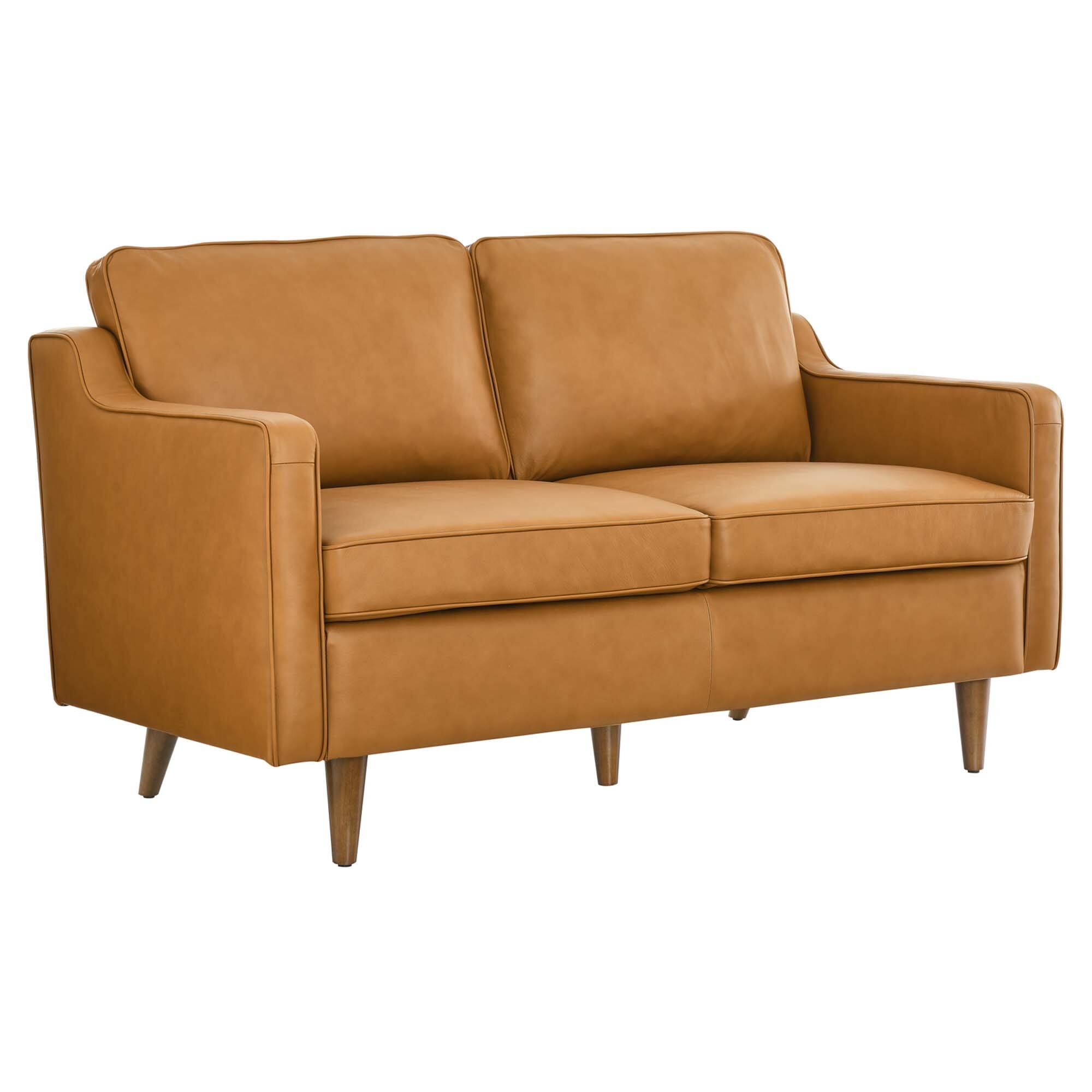 Angle. Modway - Impart Genuine Leather Loveseat by Modway - Tan.