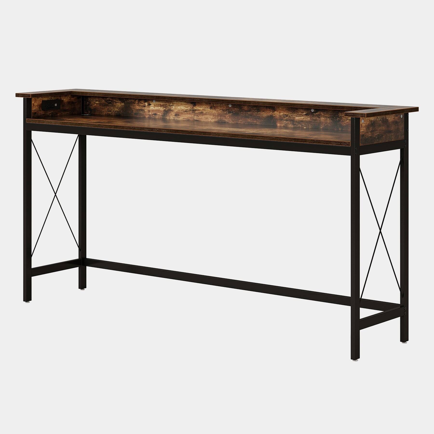 Alt View 3. Tribesigns - Industrial Console Table with Metal Frame, Adjustable Feet and Rectangular Top for Entryway and Hallway - Brown.